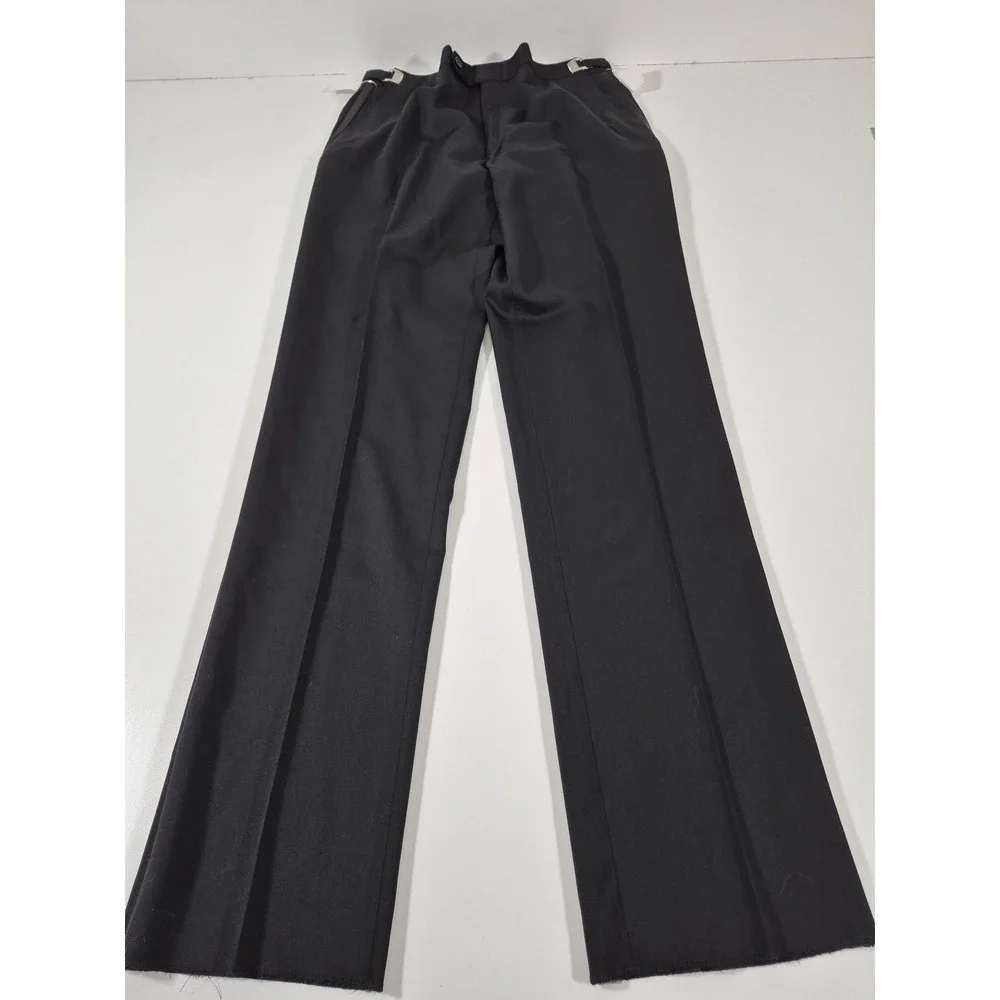 Dress Pants Mens 34x36 Black Super 120 Wool Flat Front Adjustable Waist Unhemmed